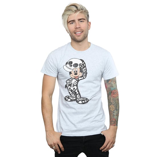 Disney Mens Mickey Mouse Skeleton T-Shirt (Sports Grey)