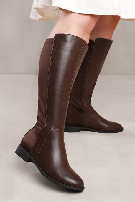 Wheres That From Womens 'Parker' Stretch Wide Calf Knee High Boots With Side Zip
