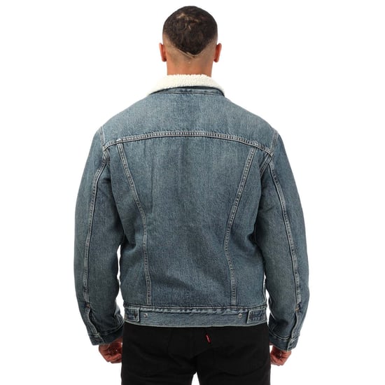 Heren Levis Type III Sherpa Trucker Jacket in Denim - Image 2