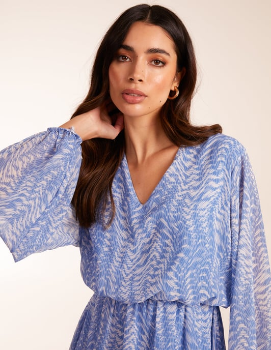 V Neck Chiffon Mini Dress