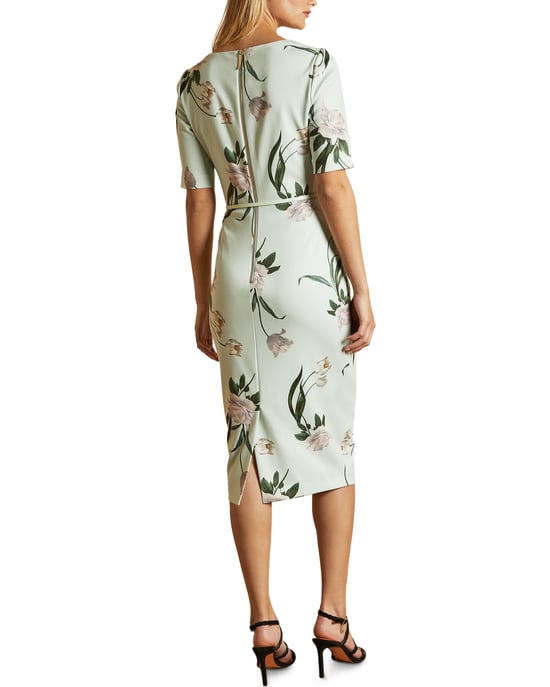 Ted Baker Magieyy Elderflower Notch Detail Bodycon Dress, Mint