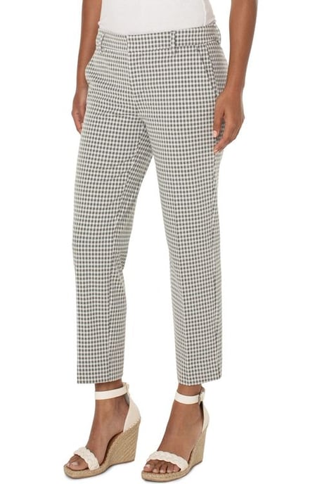 Kelsey Trouser Slit Sage / White Gingham