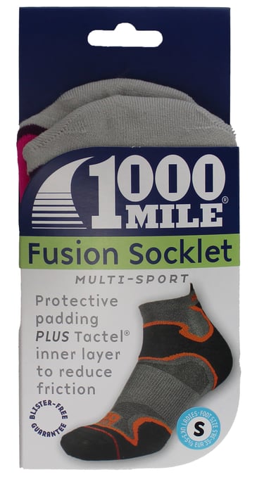 1000 Mile - Ladies Double Layer Fusion Ankle Running Padded Socks - Pink / Purple - Image 2