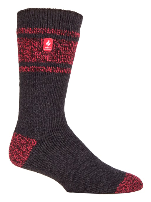 Värmehållare - Extra tjocka termiska strumpor för herrar för vintern | Varma fluffiga fleeceisolerade strumpor | Gåvor till män - Charcoal / Red (Athens) - Image 1