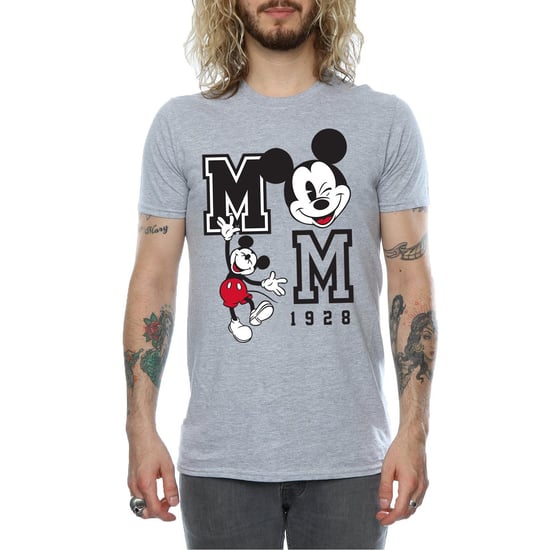 Disney Mens Jump And Wink Mickey Mouse T-Shirt (Sports Grey)