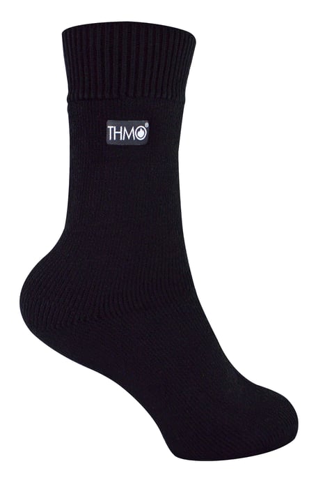 Värmesockor för barn på vintern | THMO | Varma fluffiga fleece-innersockor för pojkar och flickor - Svart - Image 1