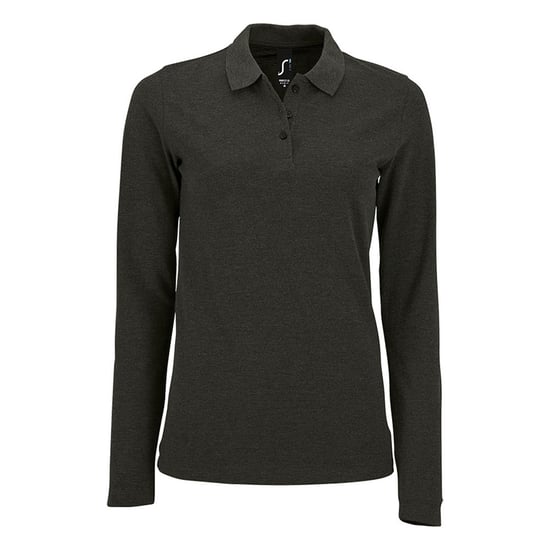 SOLS Dames/dames Perfecte Lange Mouw Pique Polo Shirt (Houtskool mergel) - Image 1
