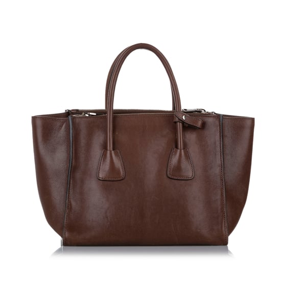 Vintage Prada Twin Pocket Leather Satchel Brown - Image 3