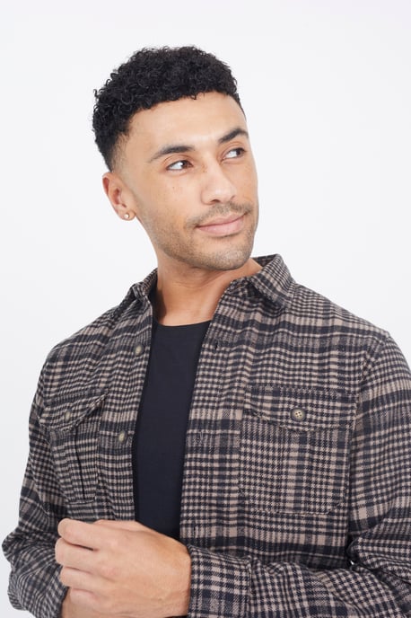 Cotton Blend Long Sleeve Check Shirt