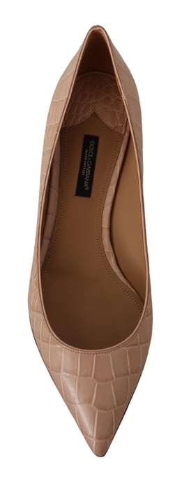 Dolce & Gabbana Beige Leather Kitten Heels Pumps Women's Shoes - Image 6