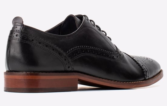 Base London Cast Waxy Leren Heren Zwarte Brogues Schoenen - Image 3