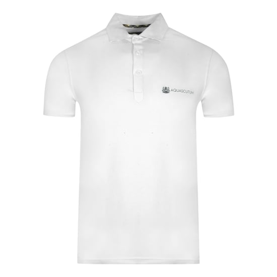 Aquascutum Aldis Crest Block Logo White Polo Shirt - Image 1