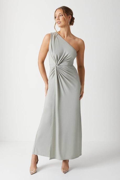 Twist Detail One Shoulder Jersey Bridesmaids Dress