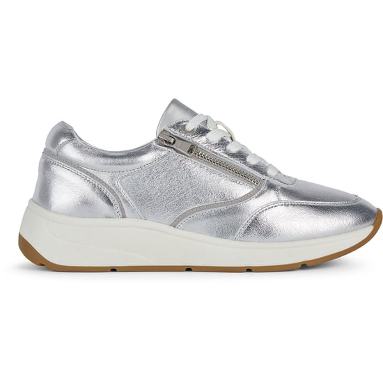 Geox D Cristael E Faux Leather Women's Silver Trainers - Image 5