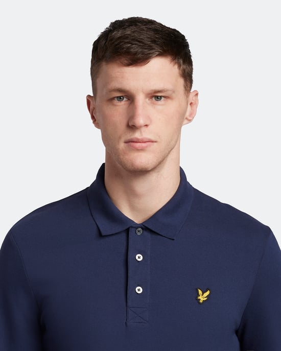 Lyle & Scott poloshirt met lange mouwen in marineblauw - Image 4