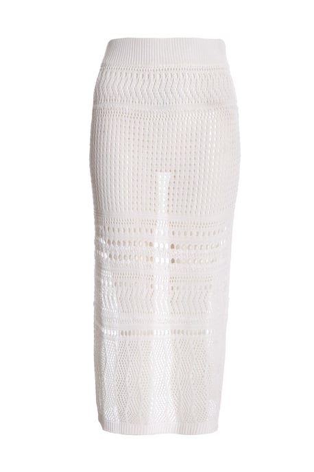 White Crochet Midi Skirt