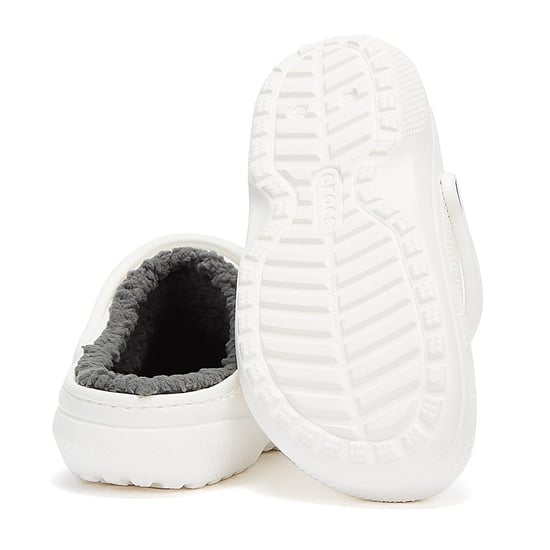 Crocs Classic Lined Womens White / Grey Clogs - Image 4