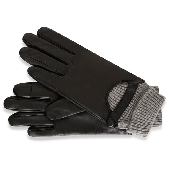 Barneys Originals Real Leather Gloves with Grey Knit Cuff