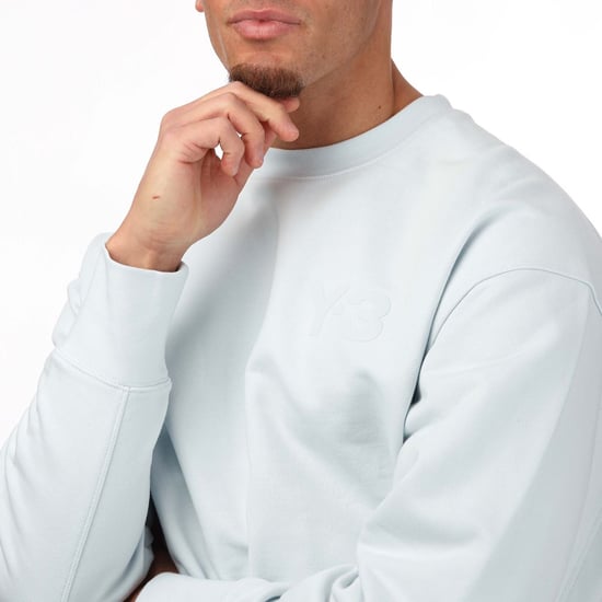 Men's Y-3 Classic Chest Logo Crew Sweatshirt in Light Blue