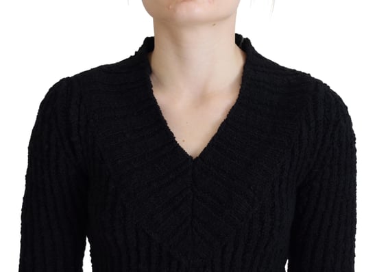 Dolce & Gabbana Black Wool Knitted Sheath Sweater Women's Dress - Image 4