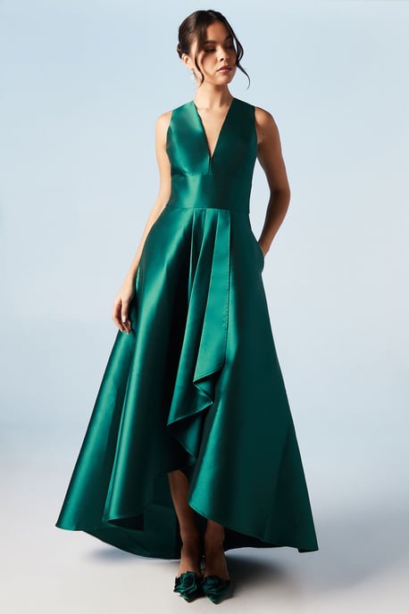 Plunge Waterfall Bridesmaids Maxi Dress - Image 1