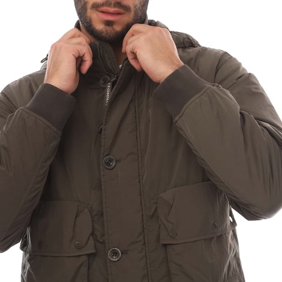 Men's C.P. Company Chrome-R Goggle Lens Bomber Jacket in Brown