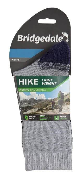 Bridgedale - Mens Hiking Lightweight Merino Socks - Silver / Navy - Image 2