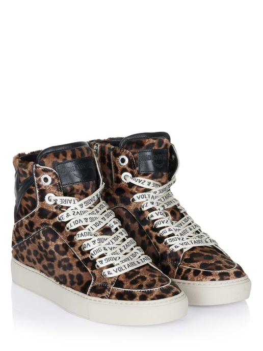 Zadig Voltaire High Flash Printed Cowskin Wit schoenen bruin - Image 2