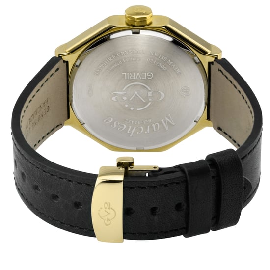 GV2 Men's Marchese Swiss Quartz Silver Dial, Genuine Handmade Italian Black Leather Watch - Image 2