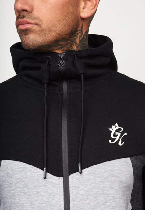 Gym King Koen Mens Zip Up Hoodie Black/Grey - Image 5