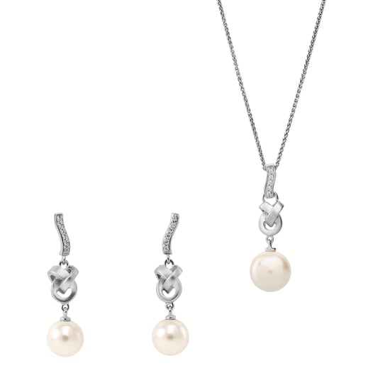 Orphelia 'Clara' Dames 925 Sterling Zilveren Set: Ketting-Pendant + Oorbellen - Zilver SET-7515 - Image 1