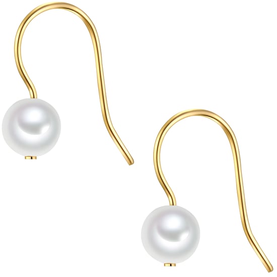 Drop earring sterling silver yellow gold freshwater cultured pearl white Valero Pearls