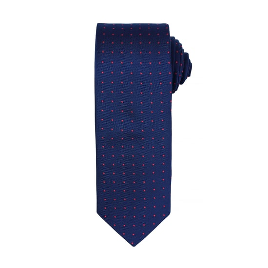 Premier Mens Micro Dot Pattern Formal Work Tie (Navy/ Red) - Image 1