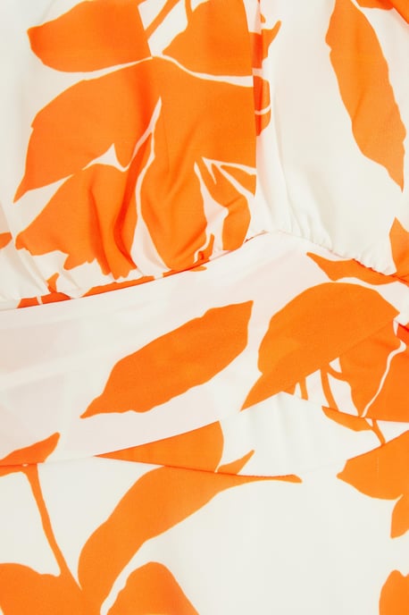 Orange Floral Skater Mini Dress