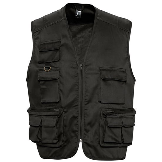 SOLS Wild Unisex Full Zip Waistcoat Bodywarmer Jacket (Zwart) - Image 1