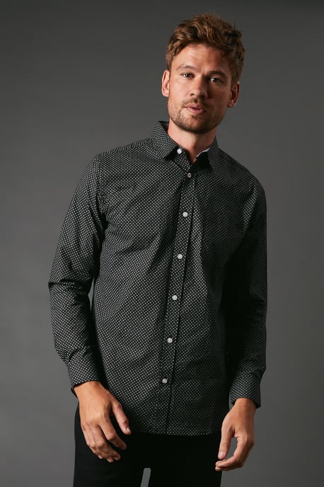 Micro Floral Print Long Sleeve Shirt - Image 1