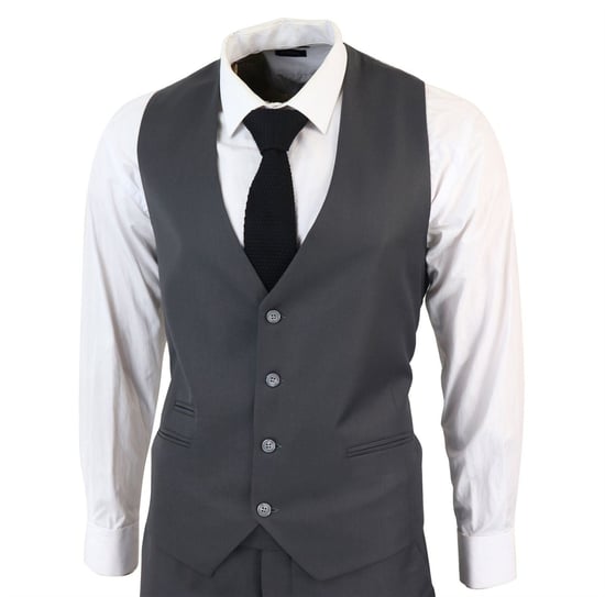 Mens IM1 Classic Plain Charcoal 3 Piece Suit - Image 4