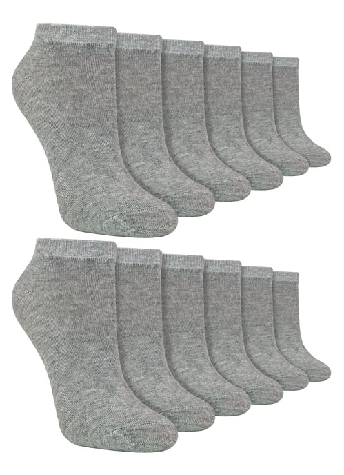 12 Pairs Kids Trainer Socks | Anti Blister Ankle White Bamboo Socks for Boys - Grey - Image 1