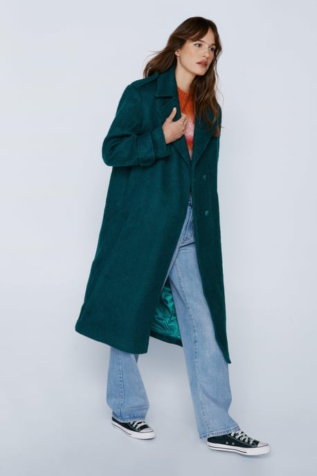 Premium Epaulet Detail Oversized Wool Blend Coat