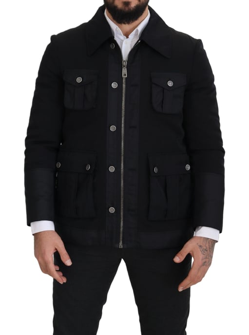 Dolce & Gabbana Svart Ullkrage Hel Dragkedja Herrjacka - Image 1
