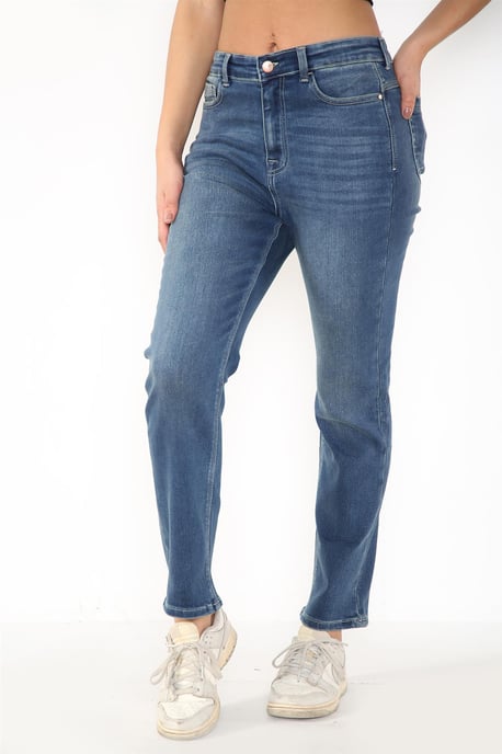 Ladies Magic Shaping Jeans med hög midja och raka ben i Blå - Image 5