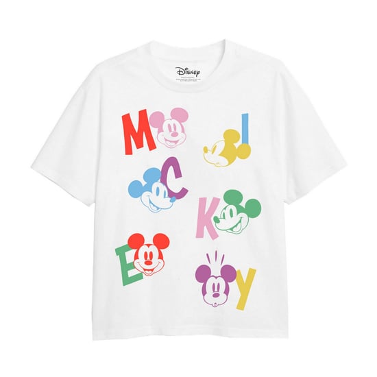 Disney Girls Mickey Mouse Letter T-Shirt (White)
