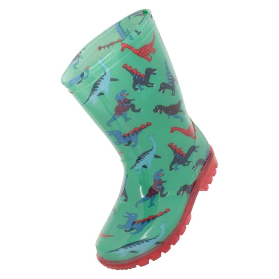 Mountain Warehouse Childrens/Kids Splash Dinosaur Light Up Wellington Boots (Green)