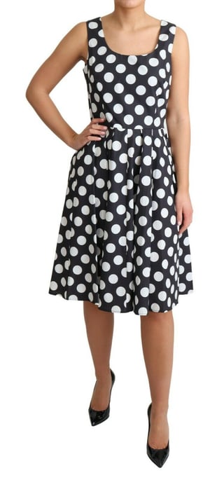 Dolce & Gabbana Women's Blue Polka Dotted Cotton A-Line Dress