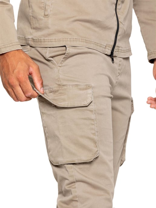 Enzo | Mens Cargo Tracksuit Set - Beige