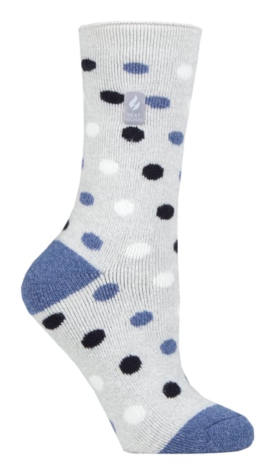 Heat Holders Lite - Womens Insulated Thermal Socks | Multiple Designs Including Argyle Stripes Hearts Stars | Warm Socks for Winter - Light Grey/ Denim (Malaga) - Image 1