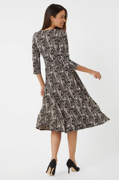 Animal Print Gathered Stretch Ruched Dress