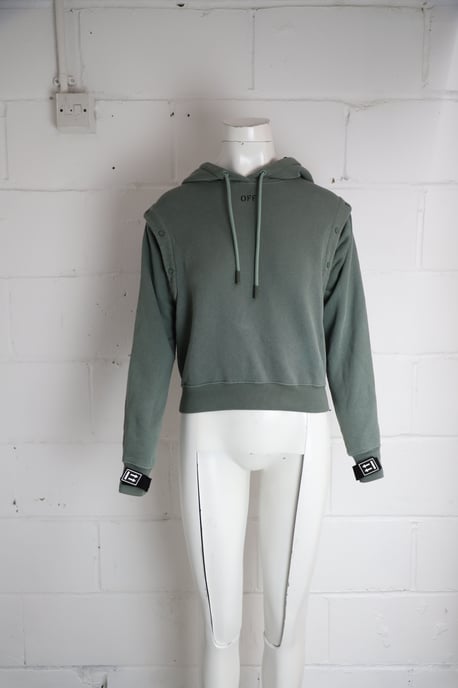 Off-White Hoodie med avtagbara ärmar i khaki bomull - Image 6