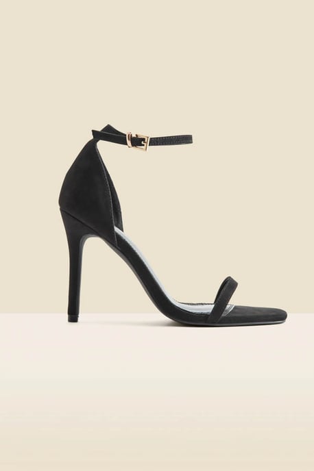 Black Square Toe Barely There Sandals