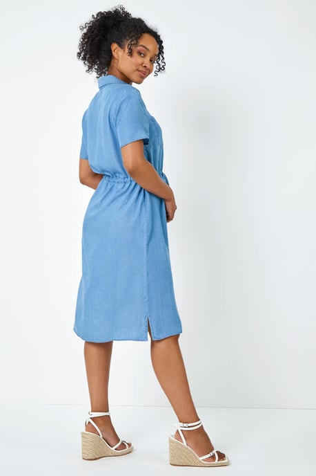 Petite Tie Waist Denim Shirt Dress